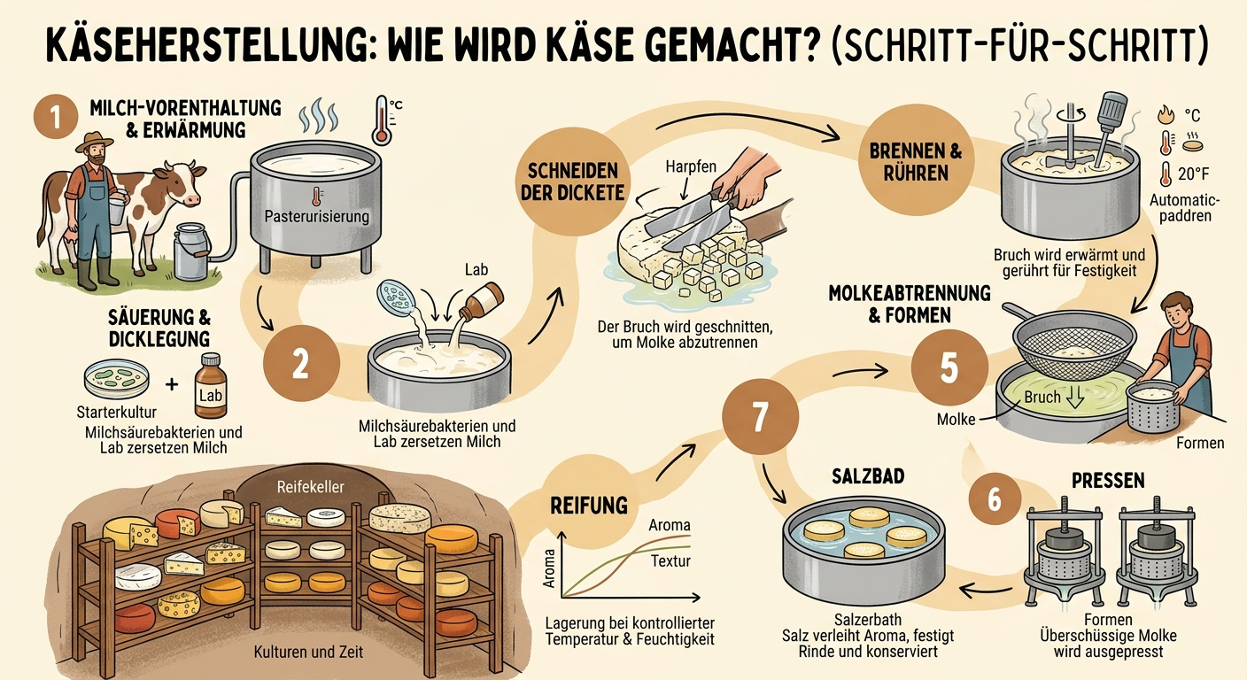 Alt-Text: Käseherstellung im Käsekessel