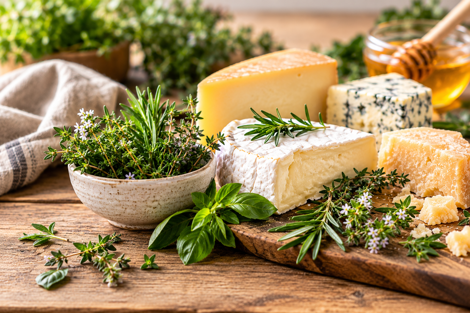 Kräuter zu Käse mit Rosmarin und Thymian